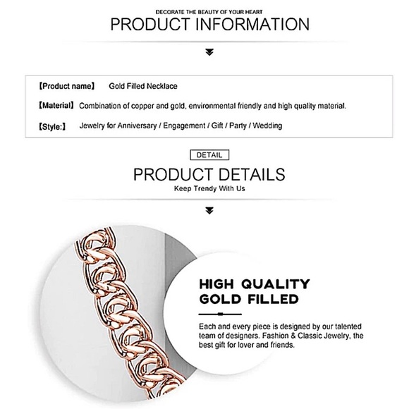 Rose Gold Chain Link Matching Necklace Bracelet Set - Picture 7 of 7